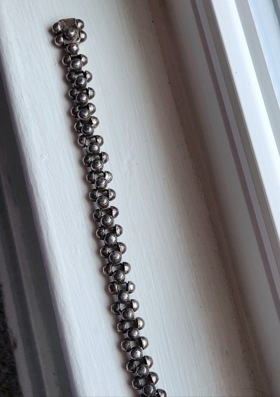 TAXCO STERLING SILVER CAVIAR TONGUE CLASP BRACELET 8 1/2" - Picture 5 of 12